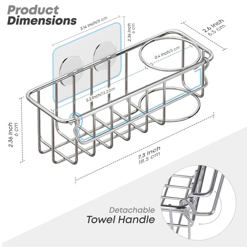 KESOL RustProof Sponge Holder Caddy for Kitchen, Stainless Steel Organizer, Brush Holder, 304 Accessories, Suction Cup + Adhesive - Image 3